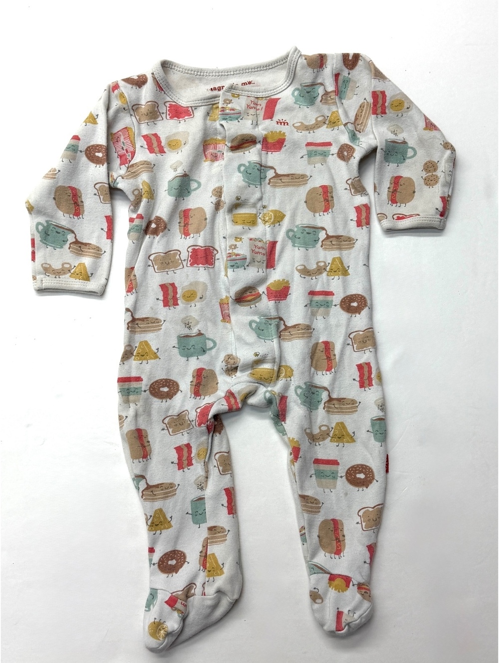Magnetic Me Baby Footed Sleeper White Breakfast Donut Print Size 12-18 Months